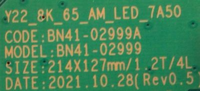 LED DRIVER PARA TV SAMSUNG NEO QLED / NUMERO DE PARTE BN94-17422A / BN41-02999A / BN97-19366A / BN9417422A / Y22_8K_65_AM_LED_7A50 / PANEL'S CY-TB065JMHV1H / CY-TB065JLA / DISPLAY ST6451E03-3 / 52456B / MODELOS QN65QN800BFXZA CC02 / QN65QN900BFXZA AA01 - Imagen 2